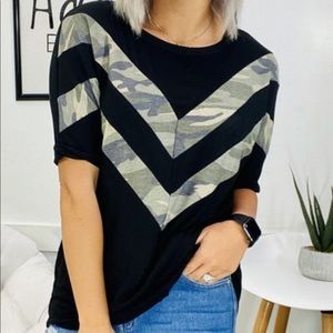 Round neck chevron top